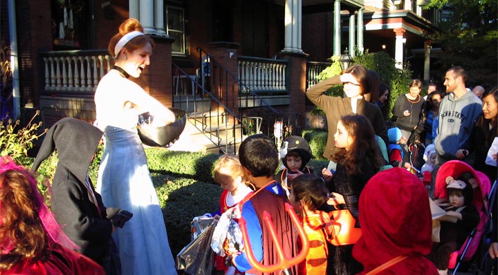 Children trick or treating on Halloween 2025